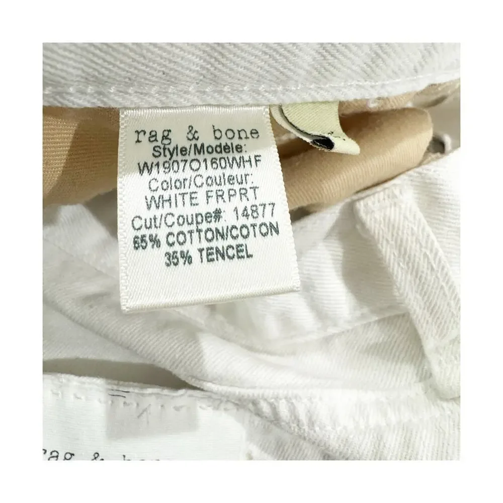 Rag & Bone Vintage Cut Off Jean Shorts Rigid Denim White Size 25 NWT